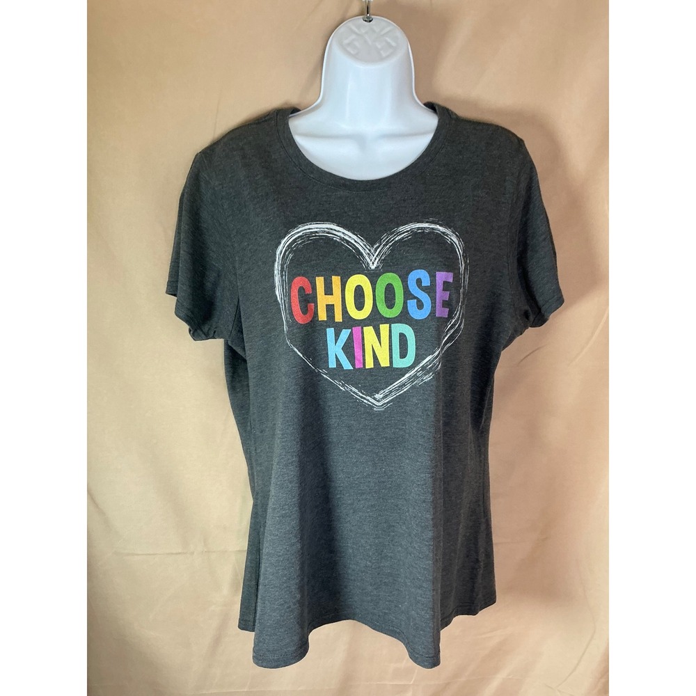 Port & Company Graphic T-Shirt Ladies XL Charcoal Excellent Choose Kind Heart